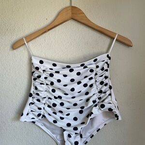 Unique Vintage White Polka Dot High Waist Bikini Bottoms